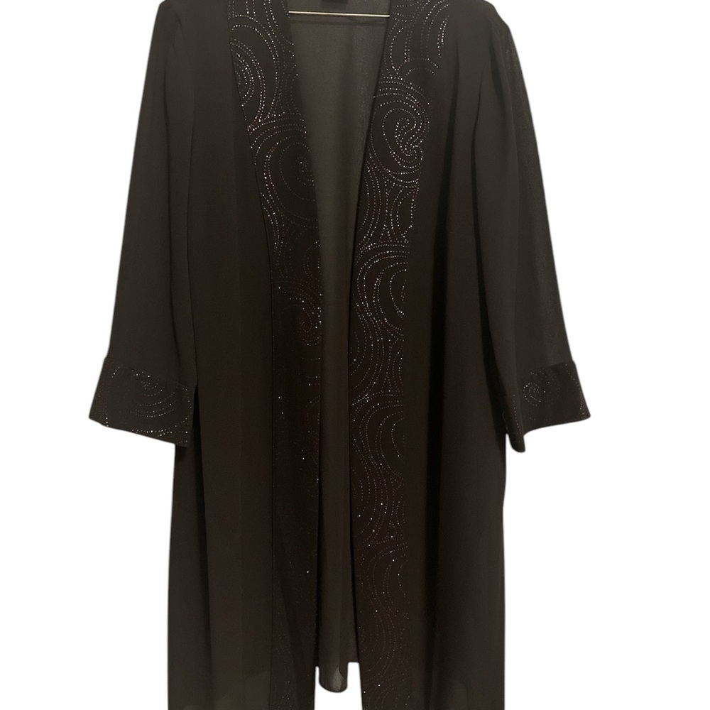 Elegant Black Embellished Long Jacket